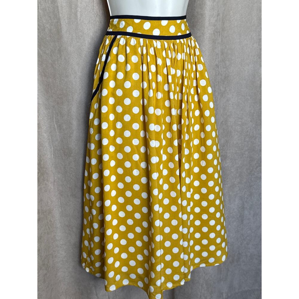 Tulip B Unique Vintage Yellow White Dots Retro A-line Swing Midi Skirt S NWT - Picture 2 of 8